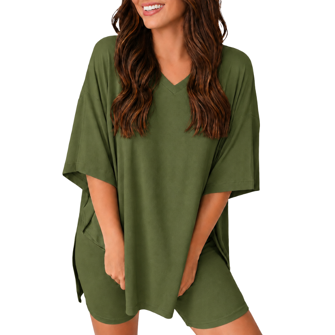 CozyMama™ V-Neck Two Piece Lounge Set