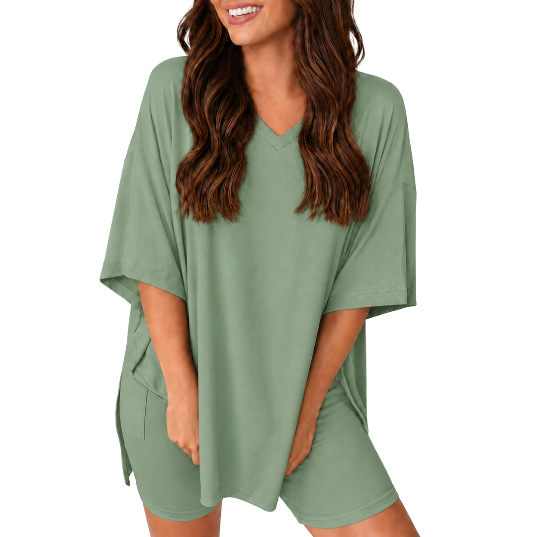 CozyMama™ V-Neck Two Piece Lounge Set