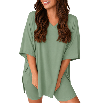 CozyMama™ V-Neck Two Piece Lounge Set