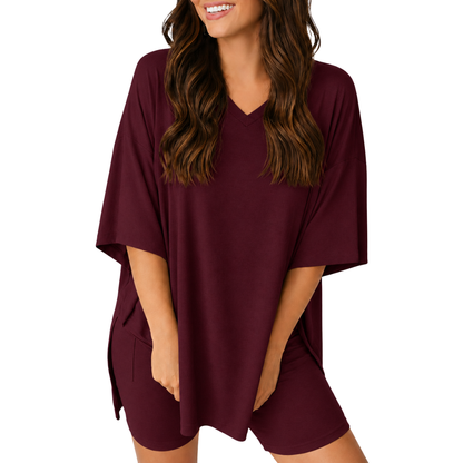 CozyMama™ V-Neck Two Piece Lounge Set